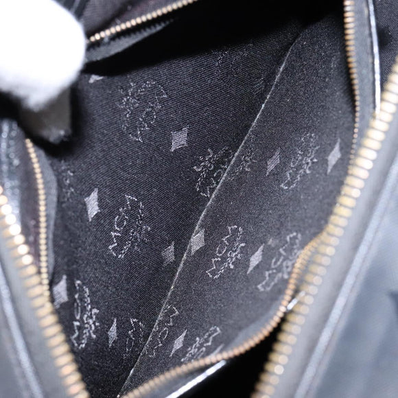 MCM Logogram Vicetos Hand Bag PVC Black Gold Auth 133885