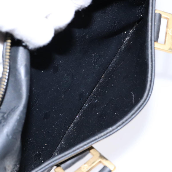 MCM Logogram Vicetos Hand Bag PVC Black Gold Auth 133885