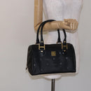 MCM Logogram Vicetos Hand Bag PVC Black Gold Auth 133885-23