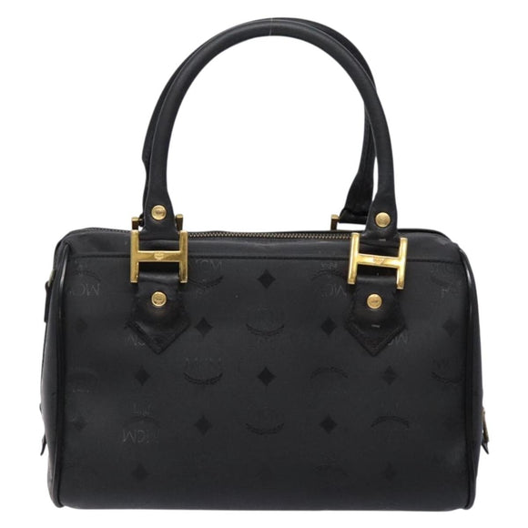MCM Logogram Vicetos Hand Bag PVC Black Gold Auth 133885