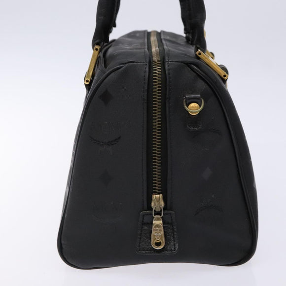 MCM Logogram Vicetos Hand Bag PVC Black Gold Auth 133885
