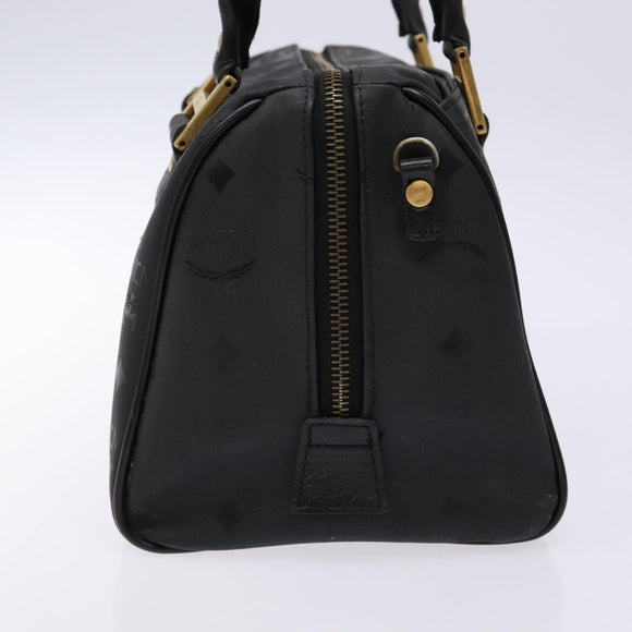 MCM Logogram Vicetos Hand Bag PVC Black Gold Auth 133885