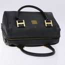 MCM Logogram Vicetos Hand Bag PVC Black Gold Auth 133885-6