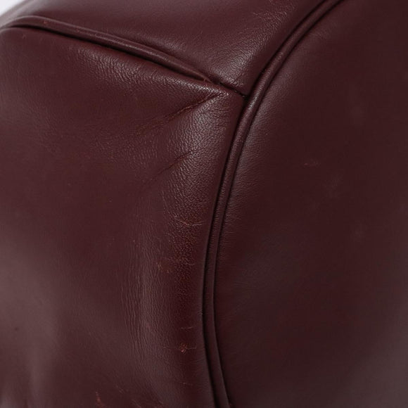 CARTIER Must Line Shoulder Bag Leather Bordeaux Gold Auth 133886