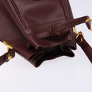 CARTIER Must Line Shoulder Bag Leather Bordeaux Gold Auth 133886-6