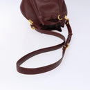 CARTIER Must Line Shoulder Bag Leather Bordeaux Gold Auth 133886-7