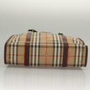 Burberrys Nova Check Hand Bag Canvas Beige Gold Auth 133911-6