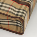 Burberrys Nova Check Hand Bag Canvas Beige Gold Auth 133911-14