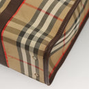 Burberrys Nova Check Hand Bag Canvas Beige Gold Auth 133911-15