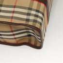 Burberrys Nova Check Hand Bag Canvas Beige Gold Auth 133911-16