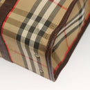 Burberrys Nova Check Hand Bag Canvas Beige Gold Auth 133911-10