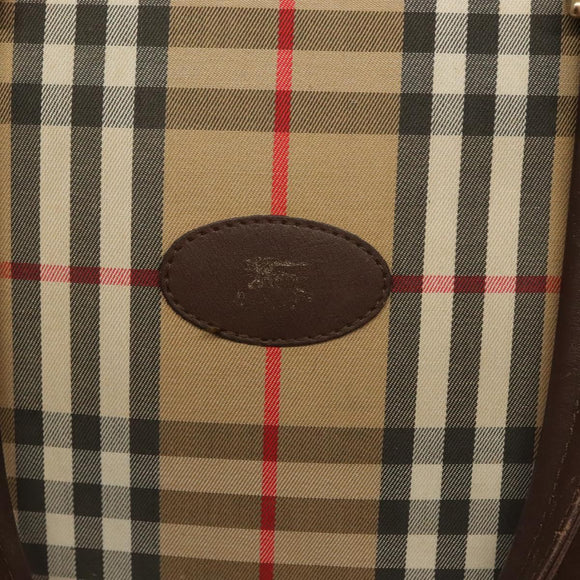 Burberrys Nova Check Hand Bag Canvas Beige Gold Auth 133911