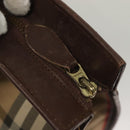 Burberrys Nova Check Hand Bag Canvas Beige Gold Auth 133911-11