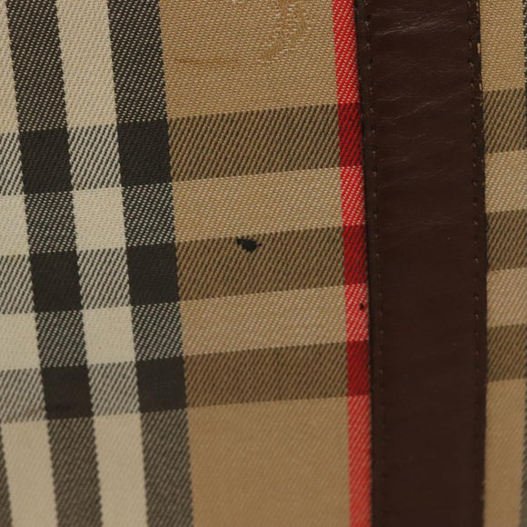 Burberrys Nova Check Hand Bag Canvas Beige Gold Auth 133911