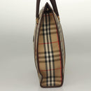 Burberrys Nova Check Hand Bag Canvas Beige Gold Auth 133911-4