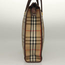 Burberrys Nova Check Hand Bag Canvas Beige Gold Auth 133911-5