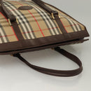 Burberrys Nova Check Hand Bag Canvas Beige Gold Auth 133911-7