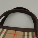 Burberrys Nova Check Hand Bag Canvas Beige Gold Auth 133911-9