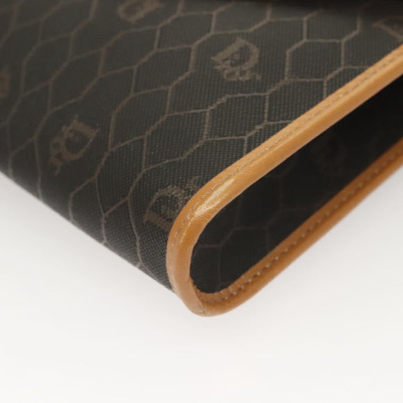 Christian Dior Honeycomb Canvas Chain Shoulder Bag PVC Black Gold Auth 133914