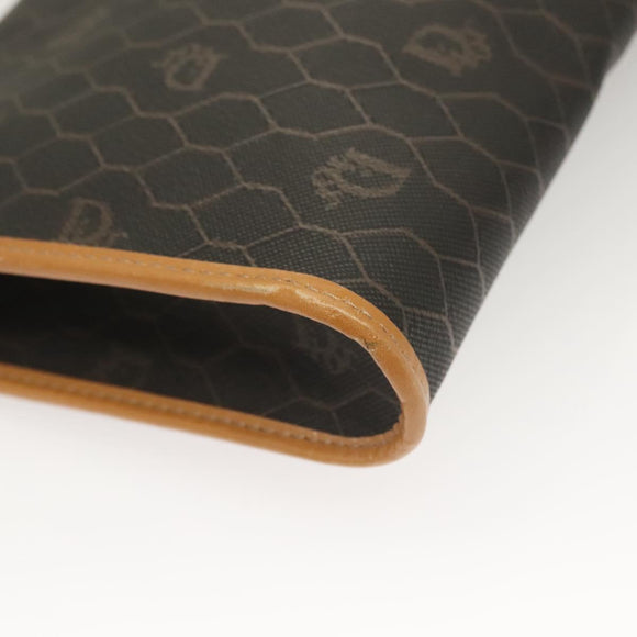 Christian Dior Honeycomb Canvas Chain Shoulder Bag PVC Black Gold Auth 133914