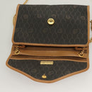 Christian Dior Honeycomb Canvas Chain Shoulder Bag PVC Black Gold Auth 133914-15