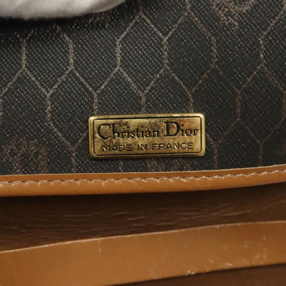 Christian Dior Honeycomb Canvas Chain Shoulder Bag PVC Black Gold Auth 133914