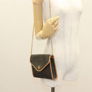 Christian Dior Honeycomb Canvas Chain Shoulder Bag PVC Black Gold Auth 133914-20