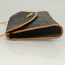 Christian Dior Honeycomb Canvas Chain Shoulder Bag PVC Black Gold Auth 133914-4