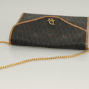 Christian Dior Honeycomb Canvas Chain Shoulder Bag PVC Black Gold Auth 133914-6