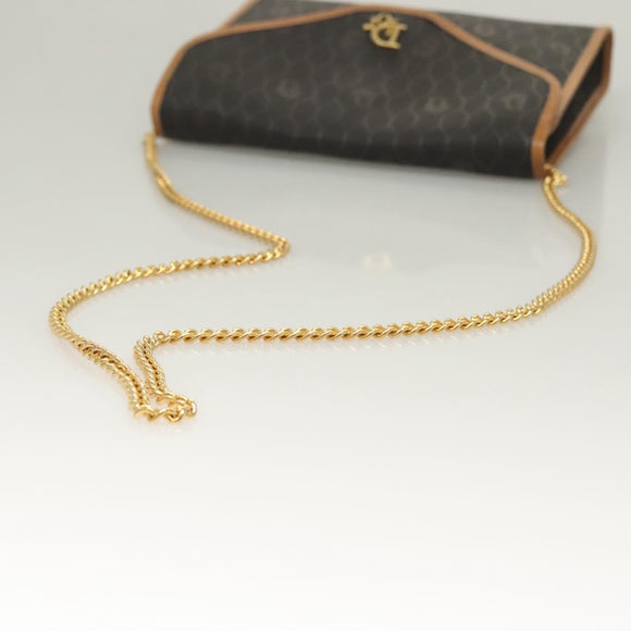 Christian Dior Honeycomb Canvas Chain Shoulder Bag PVC Black Gold Auth 133914