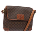 CELINE Macadam Canvas Shoulder Bag PVC Brown Gold Auth 133924-1