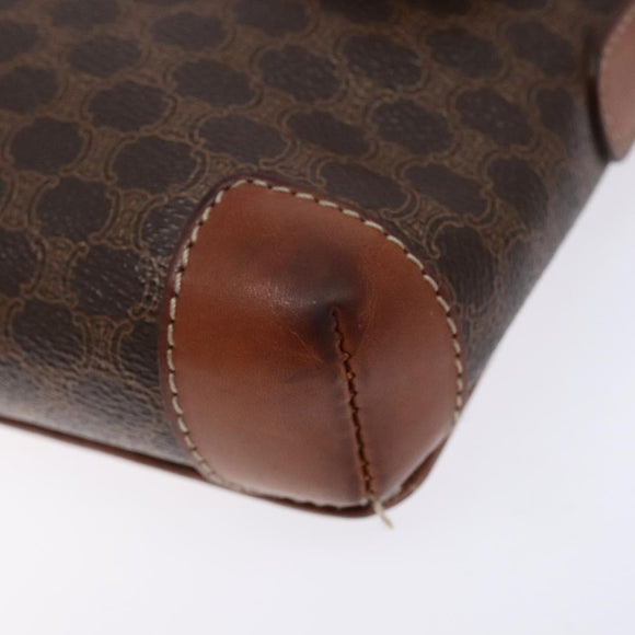 CELINE Macadam Canvas Shoulder Bag PVC Brown Gold Auth 133924