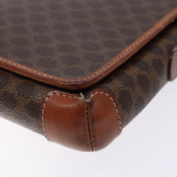 CELINE Macadam Canvas Shoulder Bag PVC Brown Gold Auth 133924