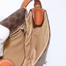 CELINE Macadam Canvas Shoulder Bag PVC Brown Gold Auth 133924-20