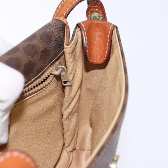 CELINE Macadam Canvas Shoulder Bag PVC Brown Gold Auth 133924