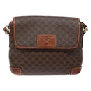 CELINE Macadam Canvas Shoulder Bag PVC Brown Gold Auth 133924-13