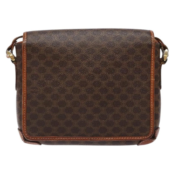 CELINE Macadam Canvas Shoulder Bag PVC Brown Gold Auth 133924