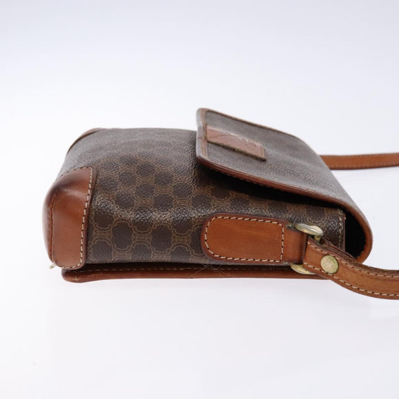 CELINE Macadam Canvas Shoulder Bag PVC Brown Gold Auth 133924