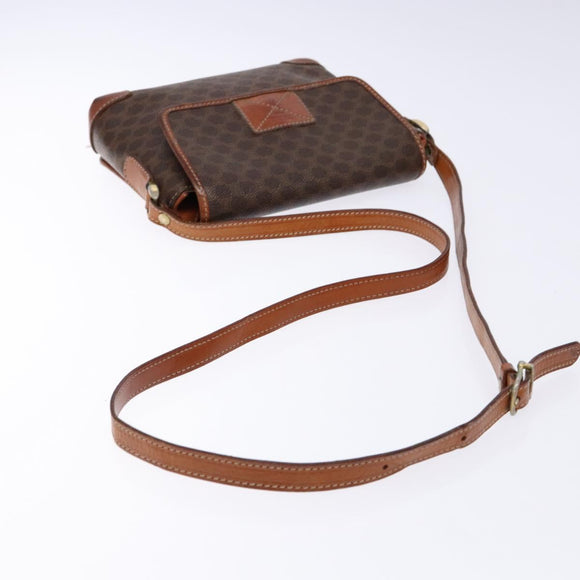 CELINE Macadam Canvas Shoulder Bag PVC Brown Gold Auth 133924