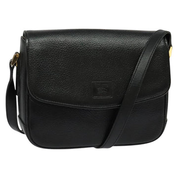 Burberrys Shoulder Bag Leather Black Gold Auth 133939