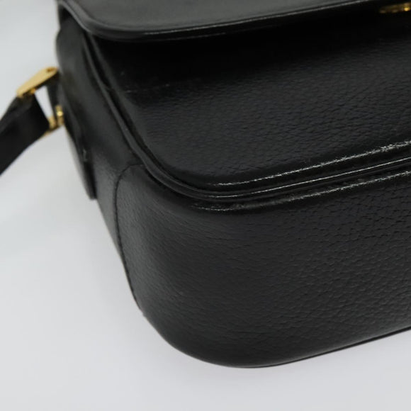 Burberrys Shoulder Bag Leather Black Gold Auth 133939