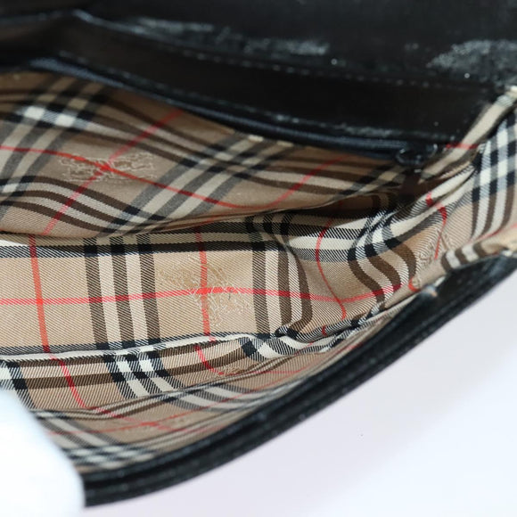 Burberrys Shoulder Bag Leather Black Gold Auth 133939