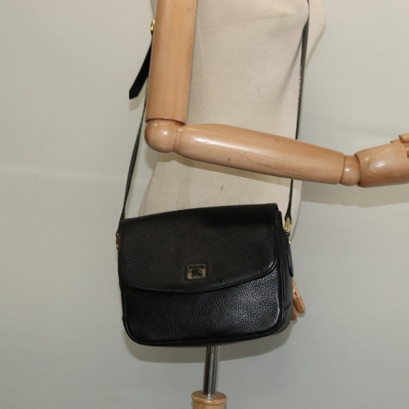 Burberrys Shoulder Bag Leather Black Gold Auth 133939
