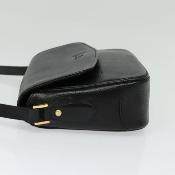 Burberrys Shoulder Bag Leather Black Gold Auth 133939