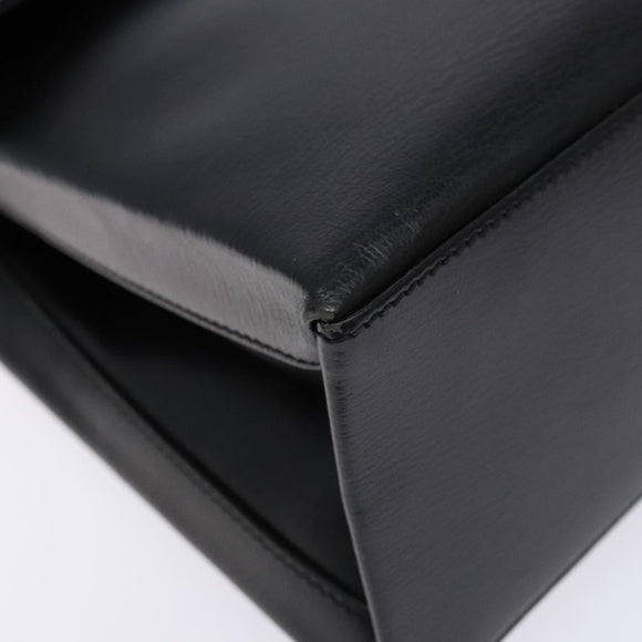 LOEWE Velazquez Hand Bag Leather Black Gold Auth 133940