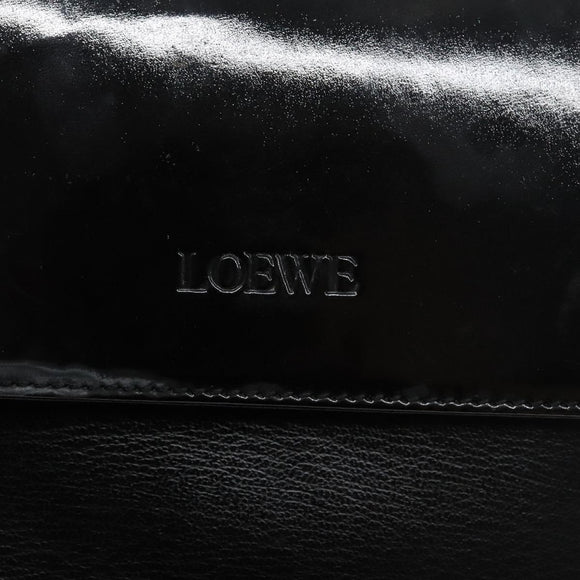 LOEWE Velazquez Hand Bag Leather Black Gold Auth 133940
