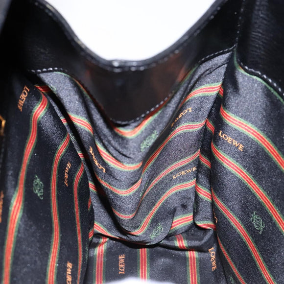 LOEWE Velazquez Hand Bag Leather Black Gold Auth 133940