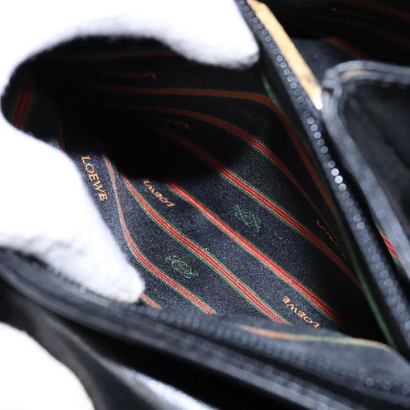 LOEWE Velazquez Hand Bag Leather Black Gold Auth 133940