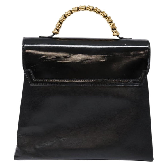 LOEWE Velazquez Hand Bag Leather Black Gold Auth 133940