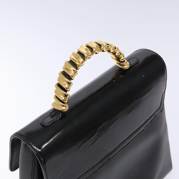 LOEWE Velazquez Hand Bag Leather Black Gold Auth 133940